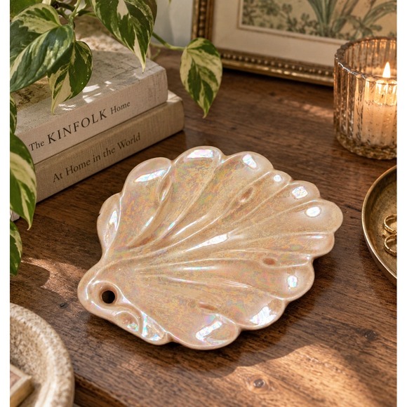 Other - Iridescent Pearlescent Seashell Trinket Dish Mermaidcore Coastal Decor Whimsical